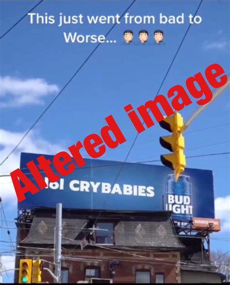 budlight billboard|This Bud Light ‘crybabies’ billboard is fabricated